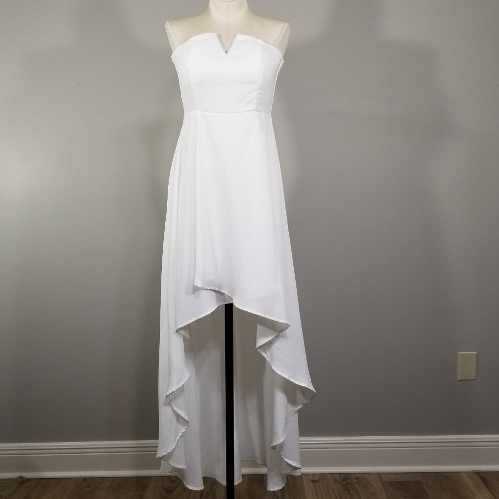 She + Sky Strapless High Low Dress White Size S Small Womans Prom Dance Party
